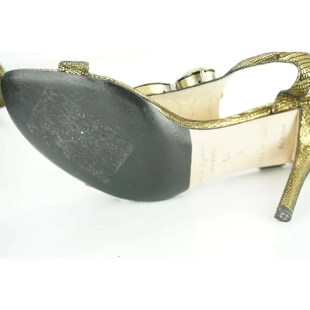 Kate Spade Lydia Green Metallic Strappy Jem T Strap Sandals Size 5.5 Ankle $298